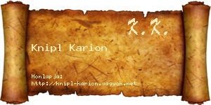 Knipl Karion névjegykártya